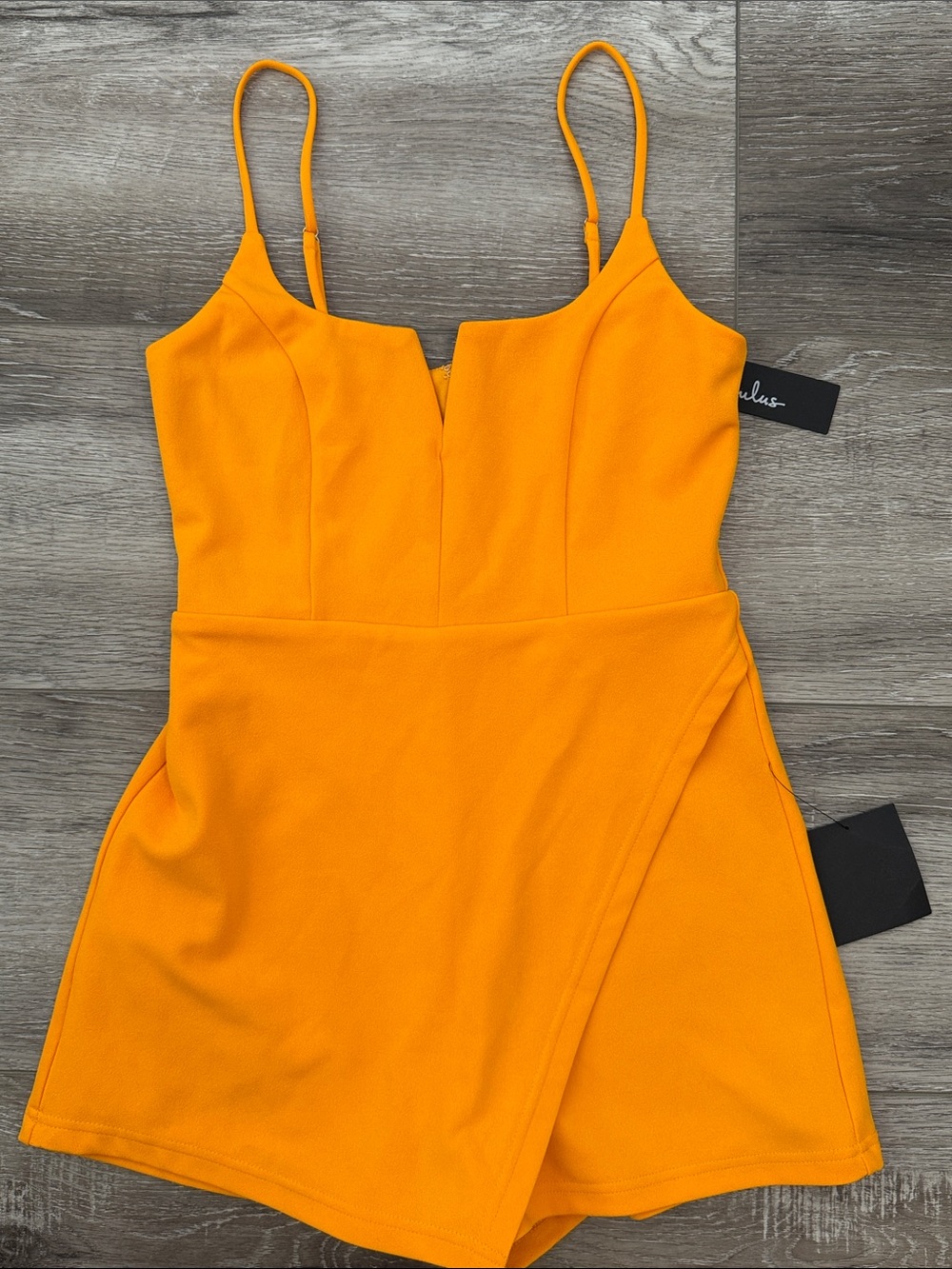 Lulu's Orange Yellow Spaghetti-Strap Romper